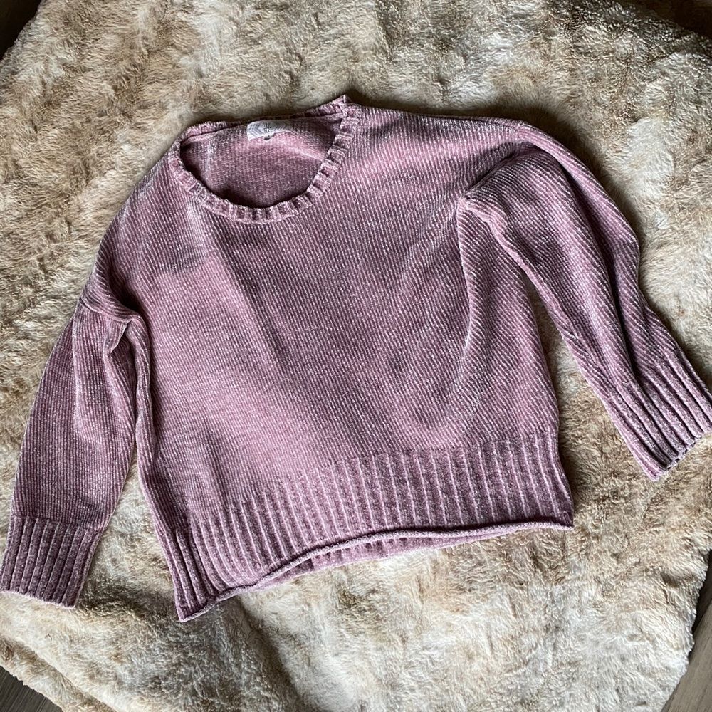 Pink Rose Crushed Velvet Sweater